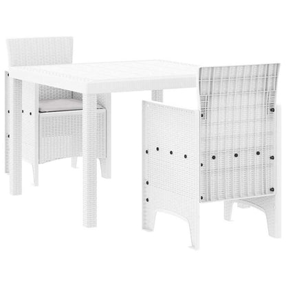 Garden Dining Set 3 pcs White Polt rattan