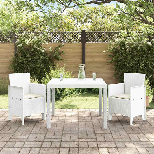 Garden Dining Set 3 pcs White Polt rattan
