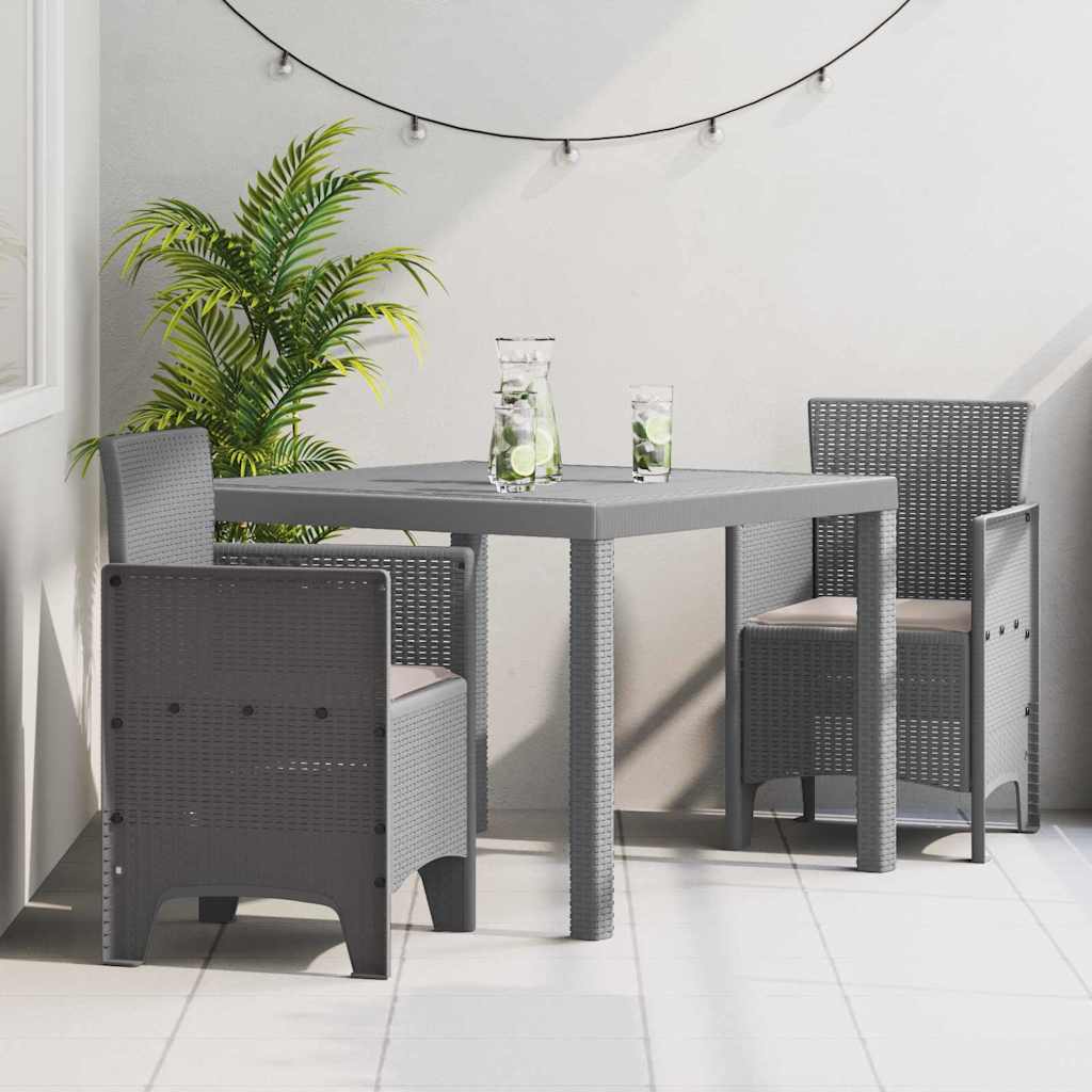 Garden Dining Set 3 pcs Light Grey Polt rattan