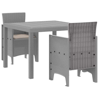 Garden Dining Set 3 pcs Light Grey Polt rattan