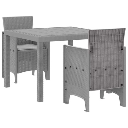 Garden Dining Set 3 pcs Light Grey Polt rattan