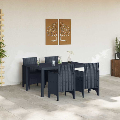 Garden Dining Set 5 pcs Anthracite Polt rattan