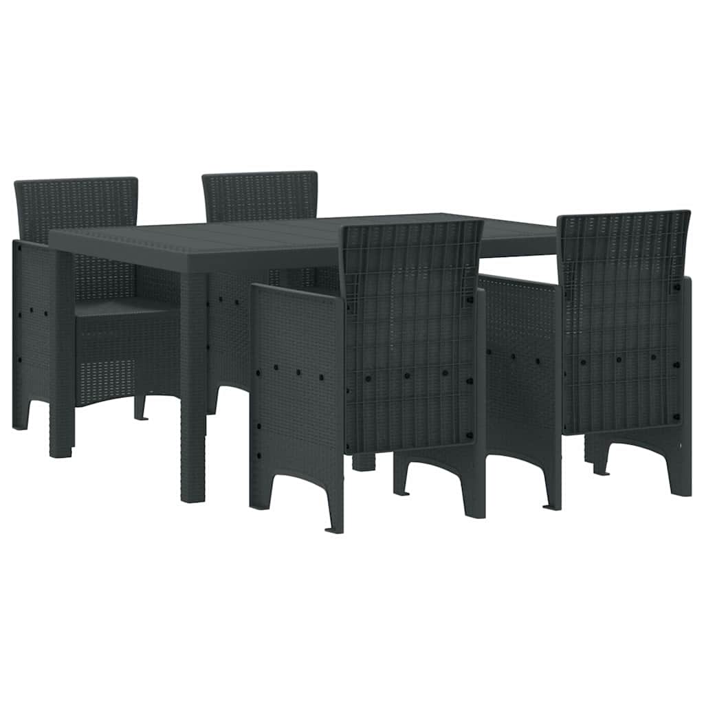 Garden Dining Set 5 pcs Anthracite Polt rattan