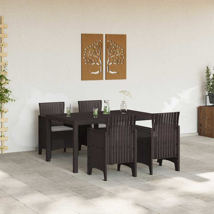 Garden Dining Set 5 pcs Brown Polt rattan