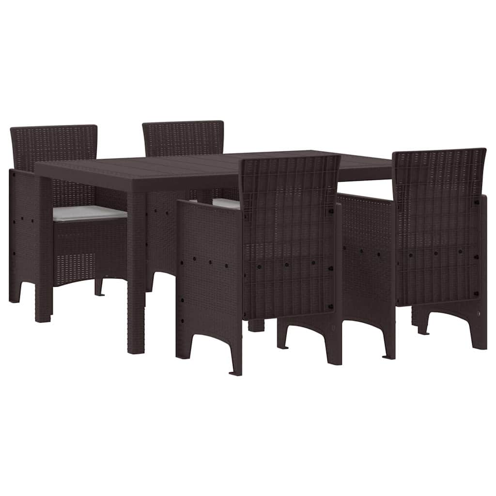 Garden Dining Set 5 pcs Brown Polt rattan