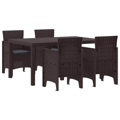 Garden Dining Set 5 pcs Brown Polt rattan