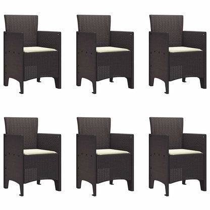 Garden Dining Set 7 pcs Brown Polt rattan