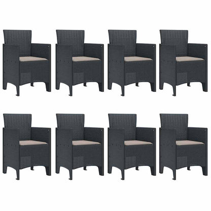 Garden Dining Set 9 pcs Anthracite Polt rattan