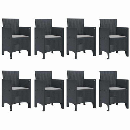 Garden Dining Set 9 pcs Anthracite Polt rattan