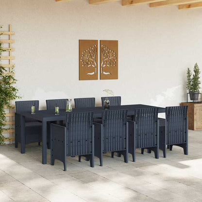 Garden Dining Set 9 pcs Anthracite Polt rattan