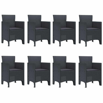 Garden Dining Set 9 pcs Anthracite Polt rattan