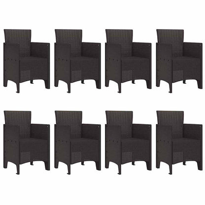Garden Dining Set 9 pcs Brown Polt rattan