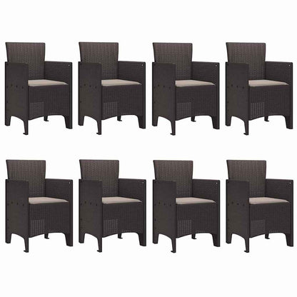 Garden Dining Set 9 pcs Brown Polt rattan