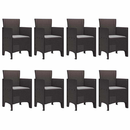 Garden Dining Set 9 pcs Brown Polt rattan