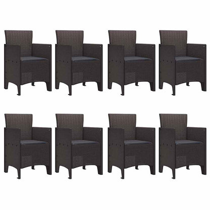 Garden Dining Set 9 pcs Brown Polt rattan