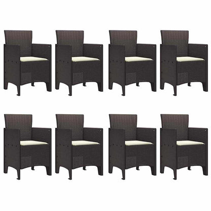 Garden Dining Set 9 pcs Brown Polt rattan