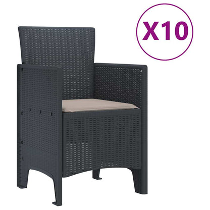 Garden Dining Set with Cushion 11 pcs Anthracite Poly rattan