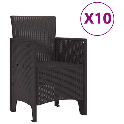 Garden Dining Set with Cushion 11 pcs Brown Rattan