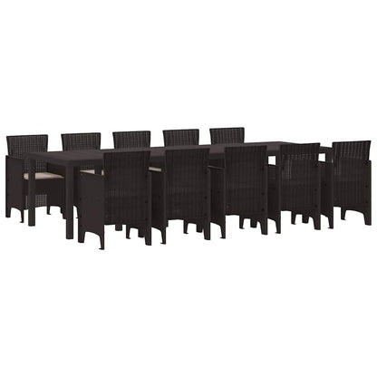 Garden Dining Set 11 pcs Brown and Taupe Poly rattan