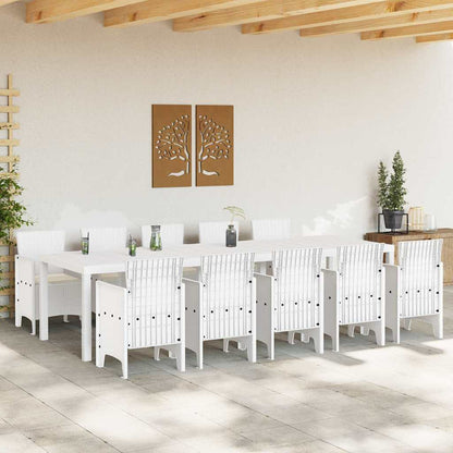 Garden Dining Set 11 pcs White Poly rattan and Steel