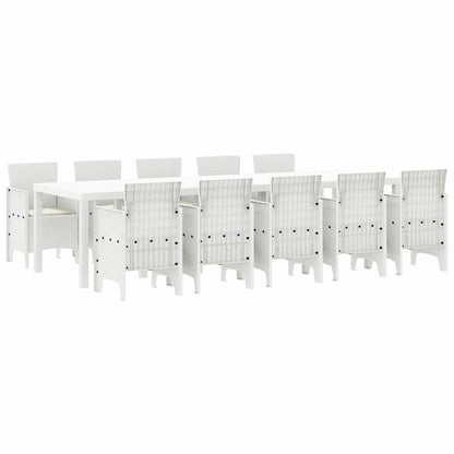 Garden Dining Set 11 pcs White Poly rattan and Steel
