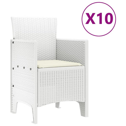 Garden Dining Set 11 pcs White Poly rattan and Steel