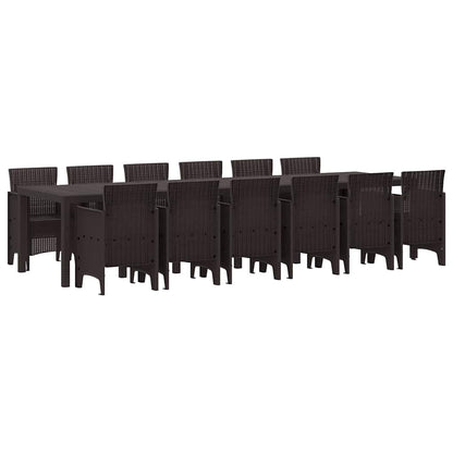 Garden Dining Set 13 pcs Brown Polt rattan