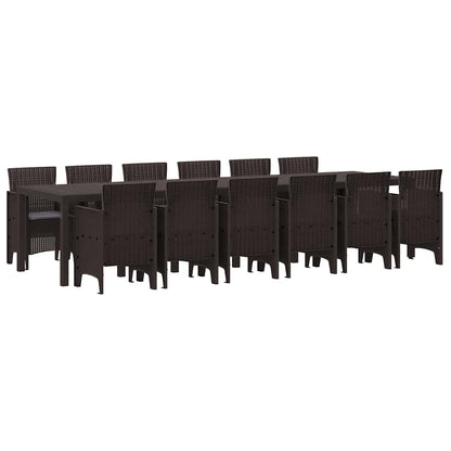 Garden Dining Set 13 pcs Brown Polt rattan