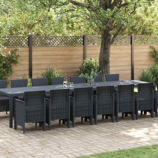 Garden Dining Set 15 pcs Anthracite Polt rattan