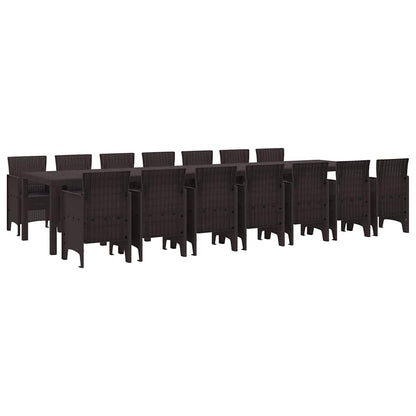 Garden Dining Set 15 pcs Brown Polt rattan