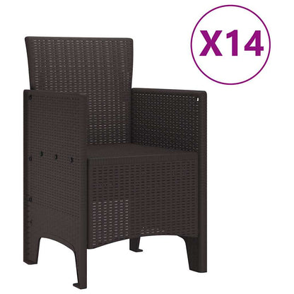 Garden Dining Set 15 pcs Brown Polt rattan