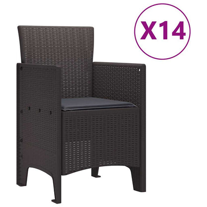 Garden Dining Set 15 pcs Brown Polt rattan