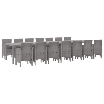 Garden Dining Set 15 pcs Light Grey Polt rattan