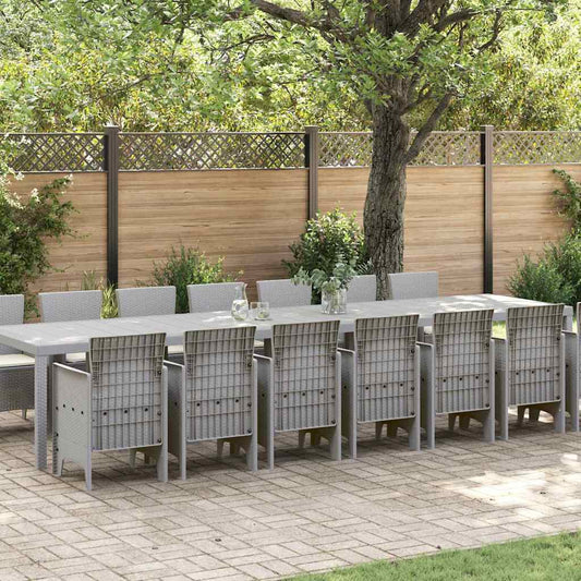 Garden Dining Set 15 pcs Light Grey Polt rattan