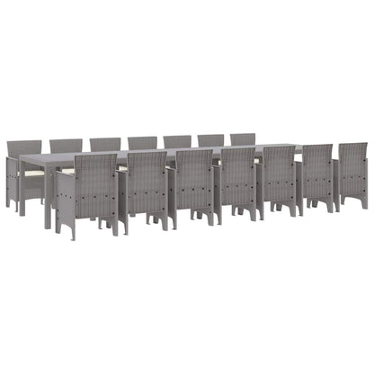 Garden Dining Set 15 pcs Light Grey Polt rattan
