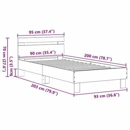 Bed Frame with Headboard Old Wood 90 x 200 cm Engineered Wood