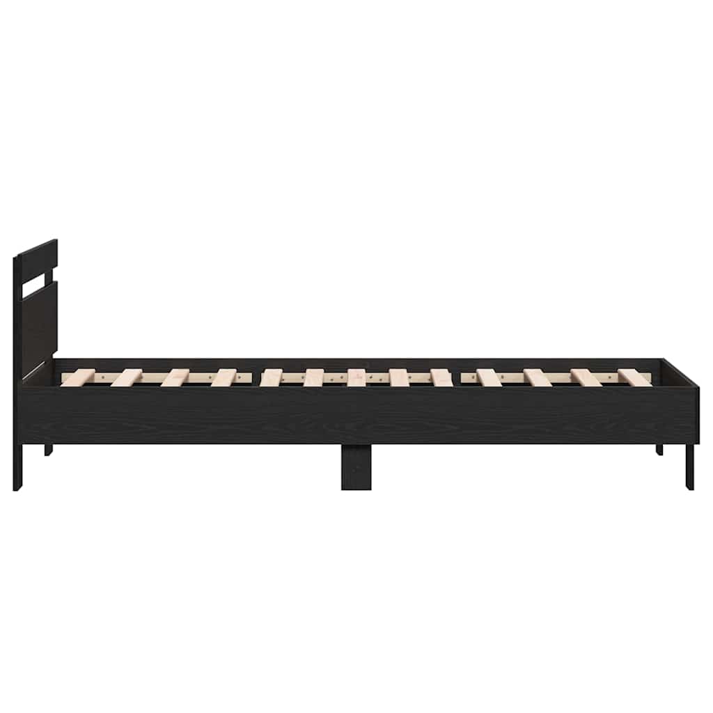 Bed Frame with Headboard Black Oak 90 x 200 cm Engineered Wood