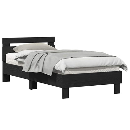 Bed Frame with Headboard Black oak 90 x 190 cm Engineered Wood
