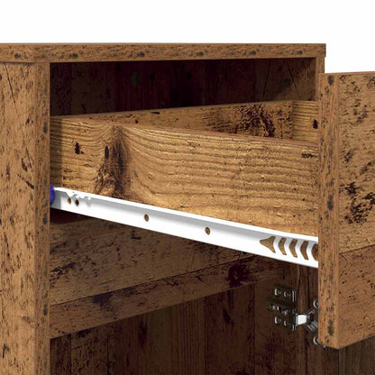 LED Bedside Cabinet with Drawer 2 pcs Old wood 38 x 34 x 61 cm