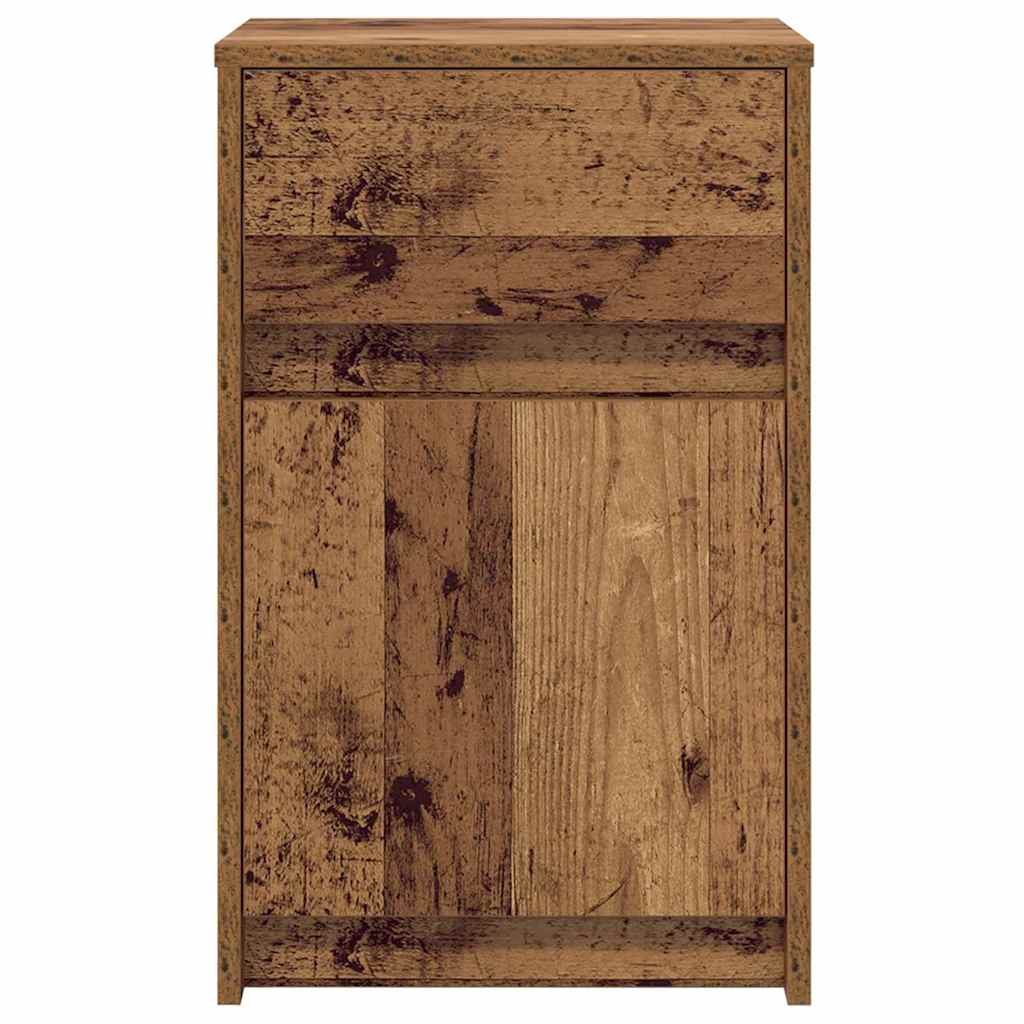 LED Bedside Cabinet with Drawer 2 pcs Old wood 38 x 34 x 61 cm