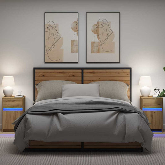 LED Bedside Cabinet 2 pcs Artisan oak 38 x 34 x 61 cm