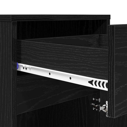 LED Bedside Cabinet Black oak 38 x 34 x 61 cm Engineered wood