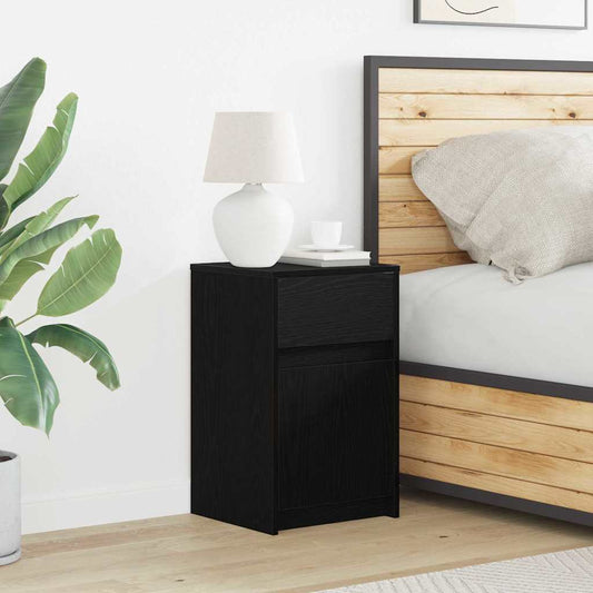 LED Bedside Cabinet Black oak 38 x 34 x 61 cm Engineered wood