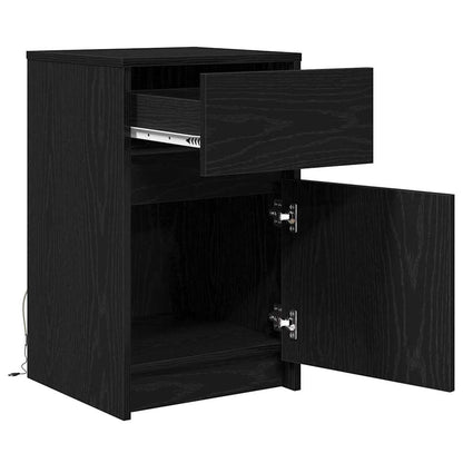 LED Bedside Cabinet Black oak 38 x 34 x 61 cm Engineered wood
