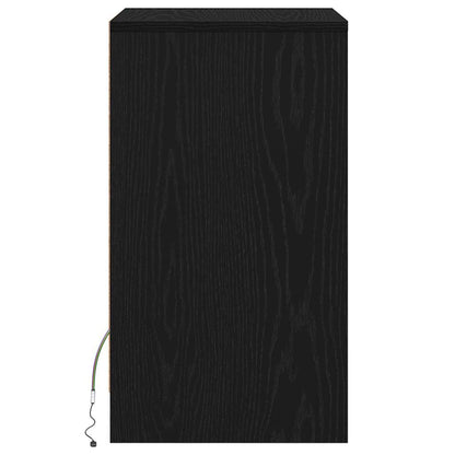 LED Bedside Cabinet Black oak 38 x 34 x 61 cm Engineered wood