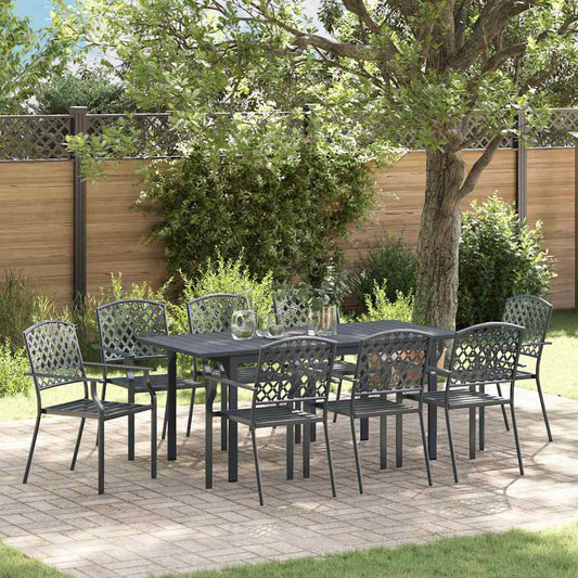 Garden Dining Set 9 pcs Anthracite Steel