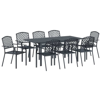 Garden Dining Set 9 pcs Anthracite Steel