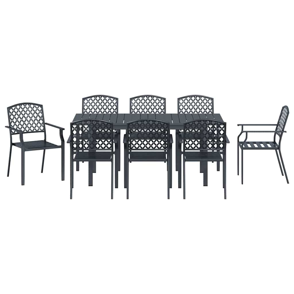 Garden Dining Set 9 pcs Anthracite Steel
