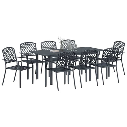 Garden Dining Set 9 pcs Anthracite Steel