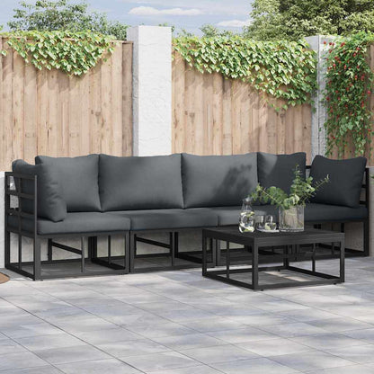 Garden Sofa Set with Cushion Black Aluminium